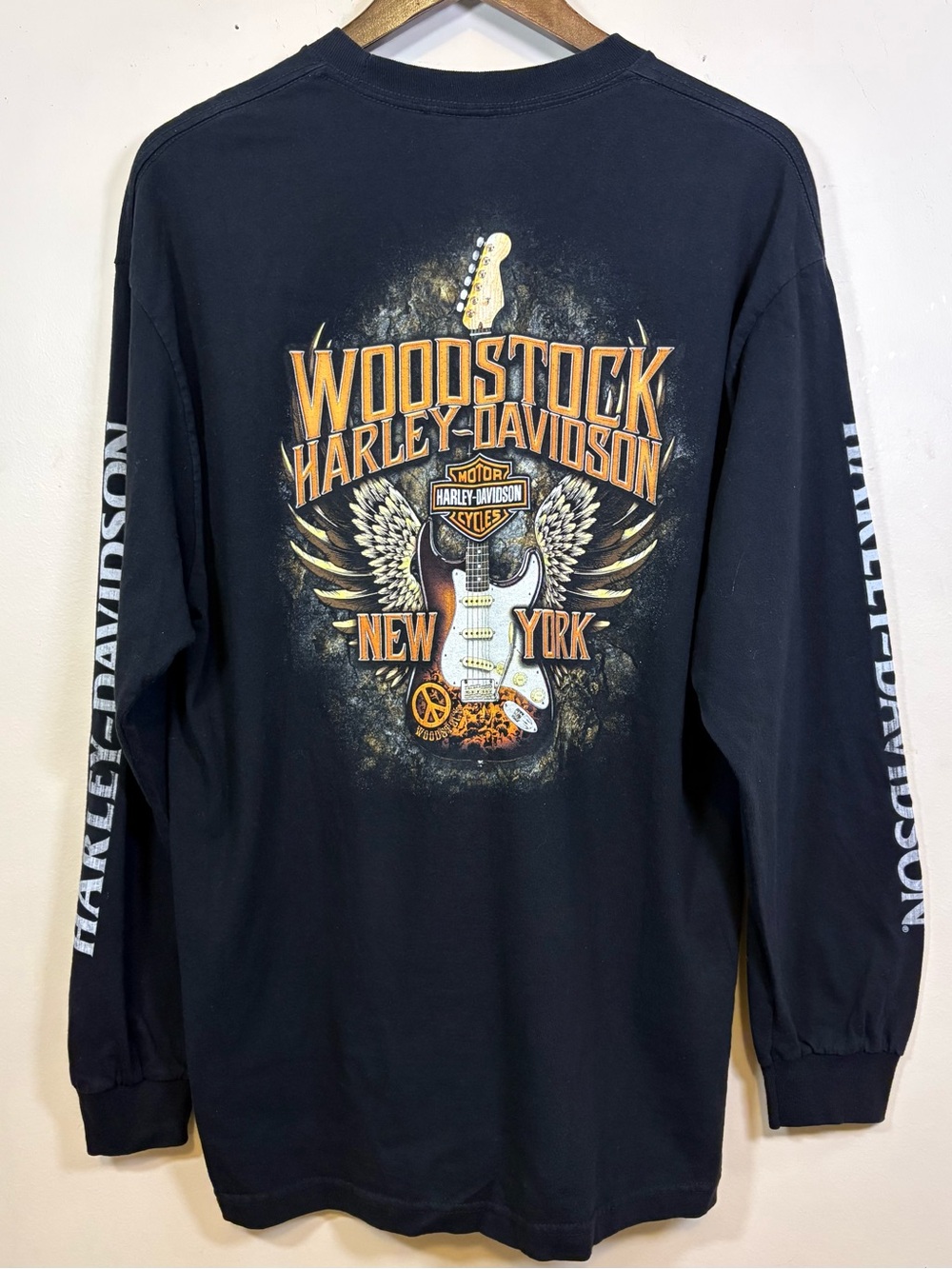 Harley-Davidson Woodstock New York Longsleeve T-Shirt Size XL Guitar Motorcycles